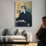 Woman Holding an Open Book canvas print, room display