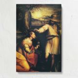 Classical Figures beside a Fountain canvas print, front view