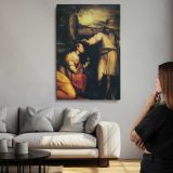 Classical Figures beside a Fountain canvas print, room display