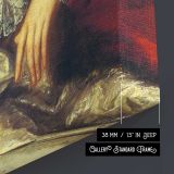 Seated Woman in a Red Velvet Gown canvas print, canvas edge detail