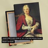 Seated Woman in a Red Velvet Gown canvas print, front and back view