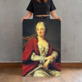 Seated Woman in a Red Velvet Gown canvas print, held for scale