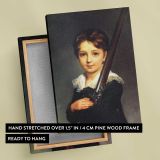 Young Girl in a Dark Dress canvas print, front and back view