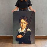 Young Girl in a Dark Dress canvas print, held for scale