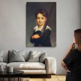Young Girl in a Dark Dress canvas print, room display