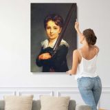 Young Girl in a Dark Dress canvas print, displayed on a wall