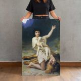 Woman with a Lyre in a Rocky Landscape canvas print, held for scale
