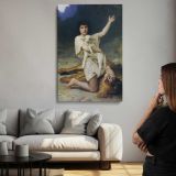 Woman with a Lyre in a Rocky Landscape canvas print, room display