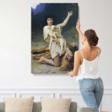 Woman with a Lyre in a Rocky Landscape canvas print, displayed on a wall