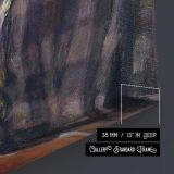 Girl Sewing beside a Window canvas print, canvas edge detail