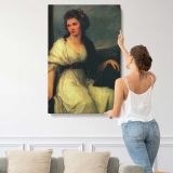 Woman in a Pale Yellow Gown canvas print, displayed on a wall