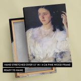 Woman in a White Blouse canvas print, front and back view