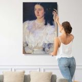 Woman in a White Blouse canvas print, displayed on a wall