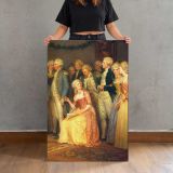 Gathering around a Seated Woman canvas print, held for scale