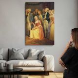 Gathering around a Seated Woman canvas print, room display
