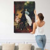 Rider on a Black Horse canvas print, displayed on a wall