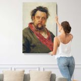 Bearded Man with a Red Scarf canvas print, displayed on a wall