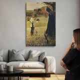 Woman and Child in a Summer Meadow canvas print, room display