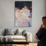 Mother Holding a Baby in a Pink Dress canvas print, room display