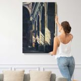 Sunlight on a City Building canvas print, displayed on a wall