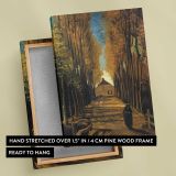 Tree-Lined Avenue in Autumn by Vincent Van Gogh canvas print, front and back view