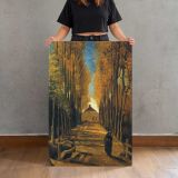 Tree-Lined Avenue in Autumn by Vincent Van Gogh canvas print, held for scale