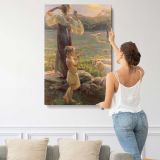 Woman and Children in a Meadow by Daniel Gerhartz canvas print, displayed on a wall
