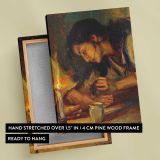 Woman Writing by Candlelight by Daniel Gerhartz canvas print, front and back view