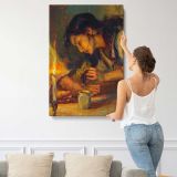 Woman Writing by Candlelight by Daniel Gerhartz canvas print, displayed on a wall