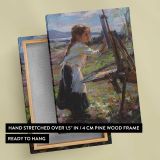 Young Artist Painting Outdoors by Daniel Gerhartz canvas print, front and back view