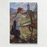 Young Artist Painting Outdoors by Daniel Gerhartz canvas print, front view