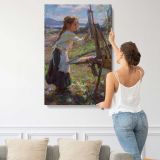 Young Artist Painting Outdoors by Daniel Gerhartz canvas print, displayed on a wall