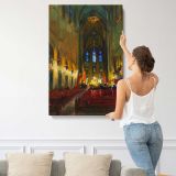 Candlelit Church Interior by Daniel Gerhartz canvas print, displayed on a wall