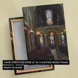 Church Aisle with Stained Glass Windows by Daniel Gerhartz canvas print, front and back view