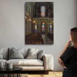 Church Aisle with Stained Glass Windows by Daniel Gerhartz canvas print, room display