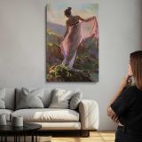 Woman Holding Pink Fabric in a Landscape by Daniel Gerhartz canvas print, room display