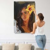 Woman with a Yellow Flower in Her Hair by Daniel Gerhartz canvas print, displayed on a wall
