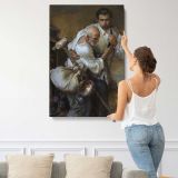 Men Tending a Wounded Figure by Daniel Gerhartz canvas print, displayed on a wall