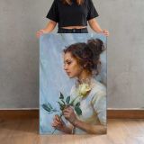 A Gift of White Roses by Daniel Gerhartz canvas print, held for scale