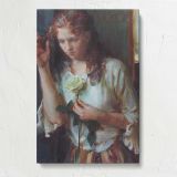 Woman Holding a White Rose by Daniel Gerhartz canvas print, front view