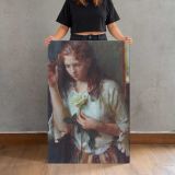 Woman Holding a White Rose by Daniel Gerhartz canvas print, held for scale