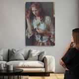 Woman Holding a White Rose by Daniel Gerhartz canvas print, room display