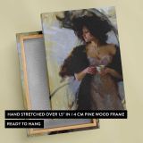 Woman in an Evening Dress and Dark Wrap by Daniel Gerhartz canvas print, front and back view