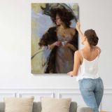 Woman in an Evening Dress and Dark Wrap by Daniel Gerhartz canvas print, displayed on a wall