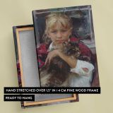 Elaina Holding a Cat by Daniel Gerhartz canvas print, front and back view