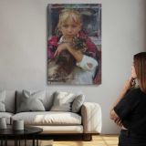 Elaina Holding a Cat by Daniel Gerhartz canvas print, room display