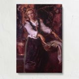 Woman beside a Red Curtain by Daniel Gerhartz canvas print, front view