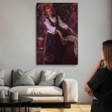 Woman beside a Red Curtain by Daniel Gerhartz canvas print, room display
