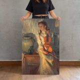 Her Mother's Violin by Daniel Gerhartz canvas print, held for scale