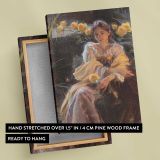 Seated Woman with Yellow Flowers by Daniel Gerhartz canvas print, front and back view